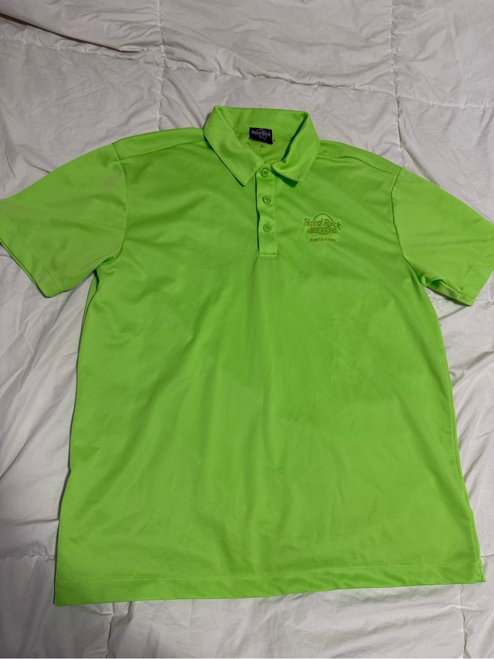 Hard Rock Cafe Bright Lime Green Polo Shirt - Men’s Collared Tee